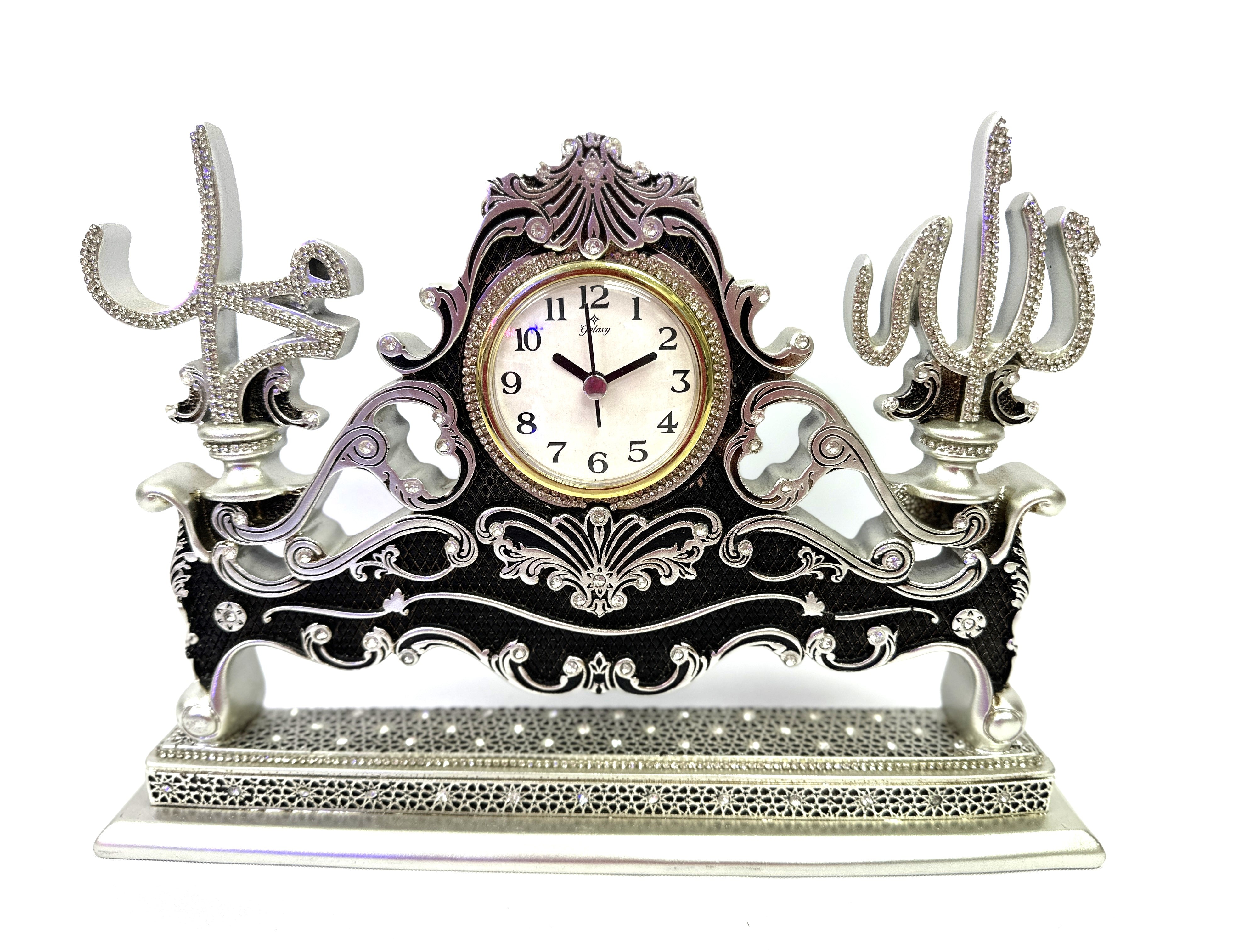 Islamic clock with silver style and shining crystals